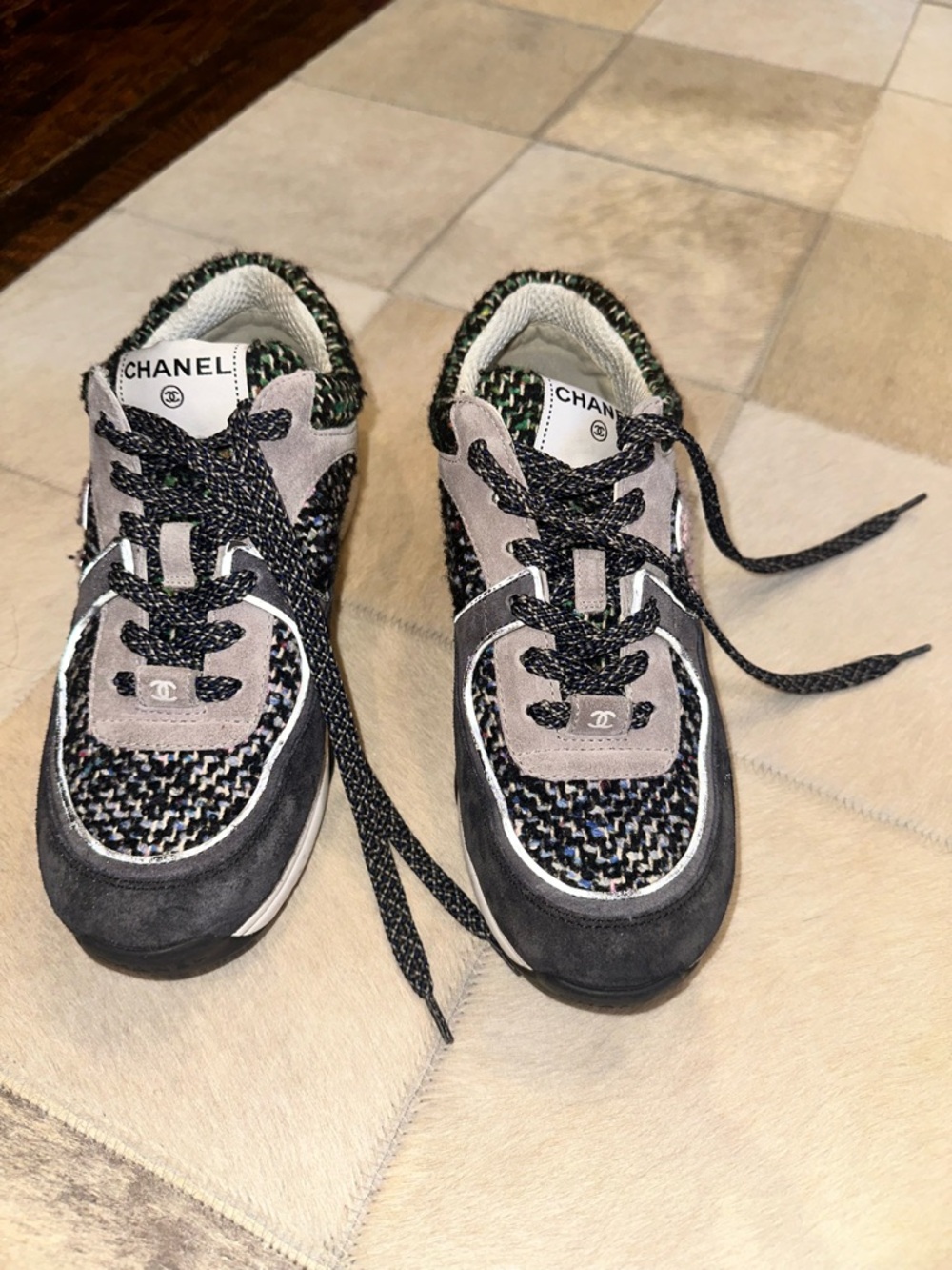 CHANEL Tweed Sneakers (Authentic)